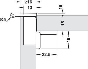 Hafele 361.68.300 Glass Door Hinge, Inset mounting