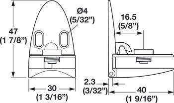 Hafele 361.81.912 Badge Center Door Hinge, Zinc Die-Cast, Unhanded