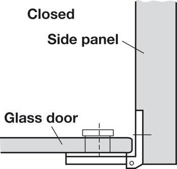 Hafele 361.85. Glass Door Hinge, 180D Opening Angle, 6 mm Glass