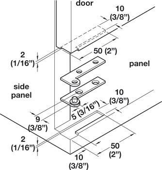 Hafele 362.10.803 Corner Pivot Hinge, Straight, 250D Opening Angle