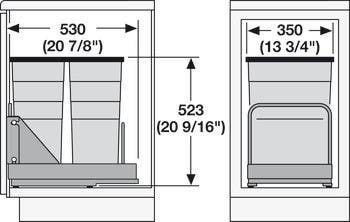 Hafele 502.25.500 Waste Bin Pull-Out, Double, Hailo