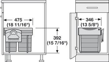 Hafele 502.43.547 Double Waste Bin Pull-Out, Hailo Space-Saver Tandem