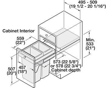 Hafele 502.74. Waste Bin, Hailo US Cargo 21