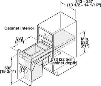 Hafele 502.74. Waste Bin Pull-Out, Hailo US Cargo 15