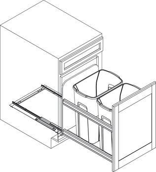 Hafele 503.11. Waste Bin Pull-Out, KV Wood Frame, Single