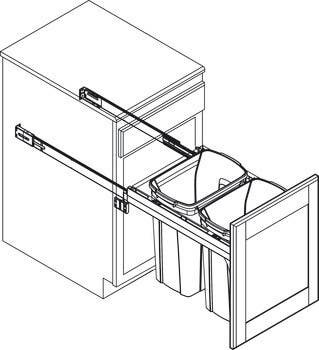 Hafele 503.11. Waste Bin Pull-Out, KV Wood Frame, Side Mount, Double