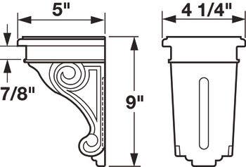Hafele 194.75. Corbel Screwoll 5" X 9" X 4 1/4