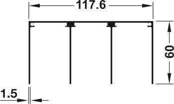 Hafele 403.36. Triple Top Guide Track, Slido R-Aluflex 80A