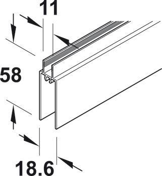 Hafele 403.37. Aluminum Bottom Frame Profile, Silent Aluflex 40
