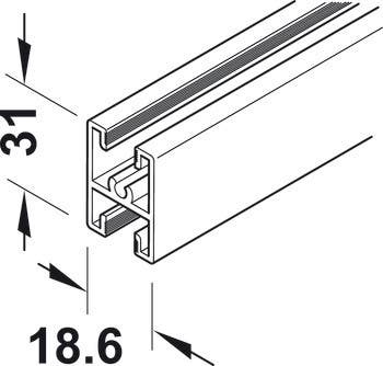 Hafele 403.37.926 Mullion, for Silent Aluflex 40, 6M Length