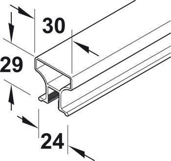 Hafele 403.37. Aluminum Vertical Frame Profile, Silent Aluflex 40