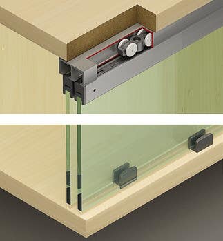 Hafele 405.82. Sliding Door Hardware, Hawa Clipo 16 GPK IF, set