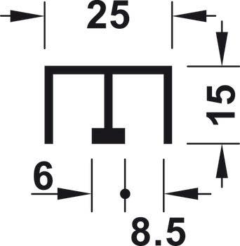 Hafele 415.10.882 Double Guide track, Top, for Screw Fixing