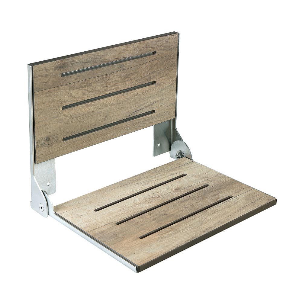 Ponte Giulio G56UHS12N1 BELLA Faux Weathered Teak Shower Seat, HPL & SS