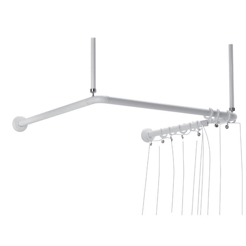 Ponte Giulio G40JRS22 U-Shaped Shower Curtain Rod w/ 30 Rings, Nylon