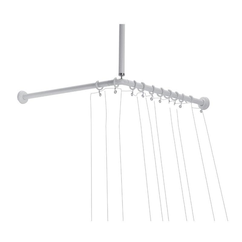Ponte Giulio G40JRS11 L-Shaped, Corner Shower Curtain Rod w/ 16 Rings