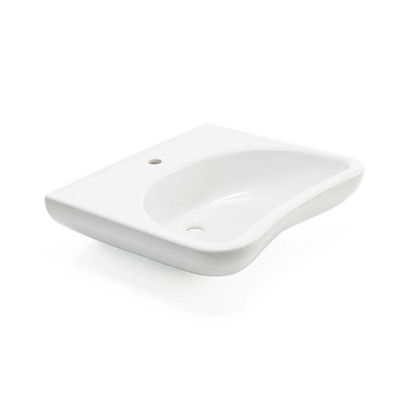 Ponte Giulio B40CMS07WB Ergonomic Sink w/ Curved Front & Center Mount Faucet, White Ceramic