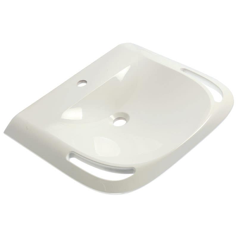 Ponte Giulio B48CMS01WB Mineral Composite Sink w/ Side Hand Pulls & Shallow Basin, White Ceramic