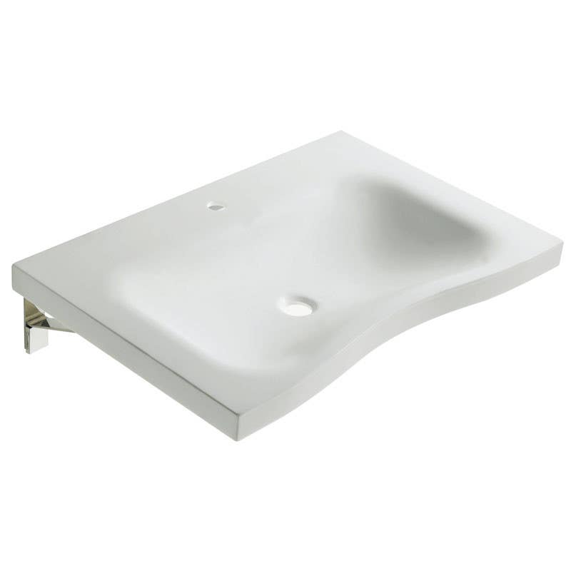 Ponte Giulio B46CNM06W3 Acrylic Stone Sink w/ Curved Front & Shallow Basin, Alpine White