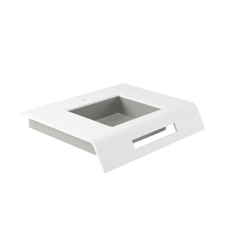 Ponte Giulio B46CMM20W3 Acrylic Stone Sink w/ Towel Holder/Hand Pull, Alpine White
