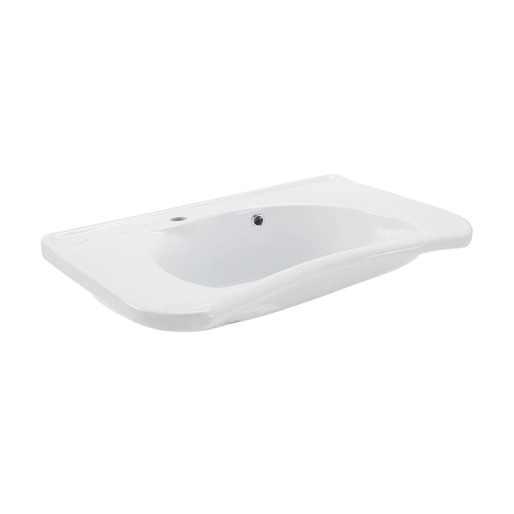 Ponte Giulio B42CNS01WB Ergonomic Sink w/ Curved Front & Side Mount Faucet, Finish-White Ceramic