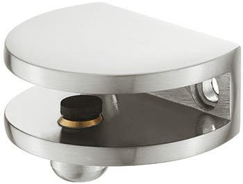 Hafele 284.01. Glass Shelf Support with Set Screw, Stainless Steel Colored