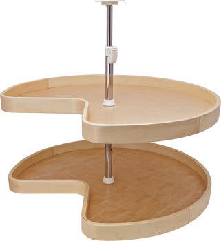 Hafele 542.58. Pole Mounted Revolving Shelf, Kidney Shaped, Two-Shelf