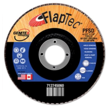 Gemtex Abrasives 712 Flaptec Premium Zirconia Fiberglass Standard Density Back Flap Disc