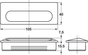 Hafele 158.44.901 Recessed Pull Stainless Steel 105 X 40MM