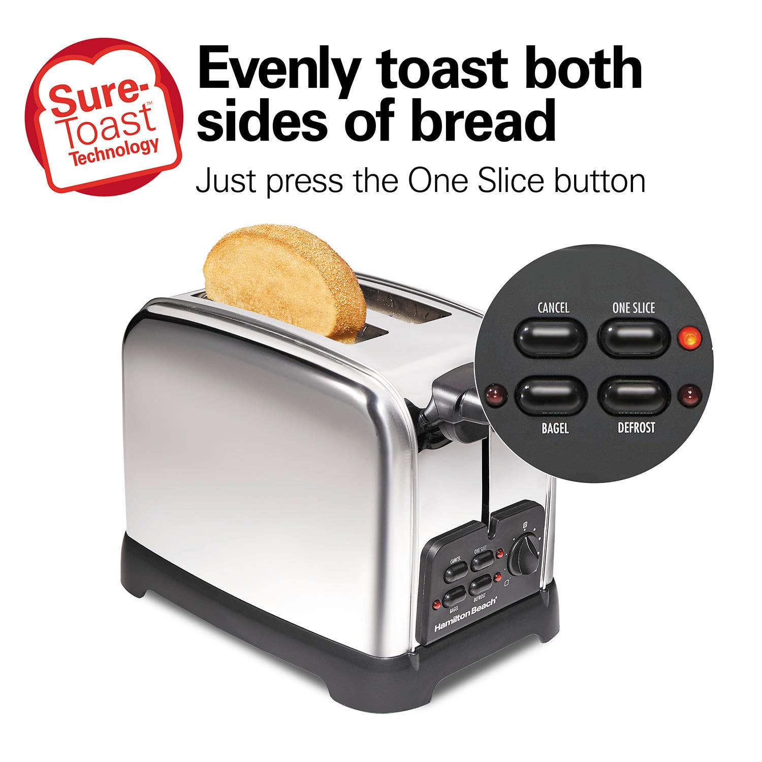 Hamilton Beach 22782 Classic 2 Slice Toaster, Stainless Steel