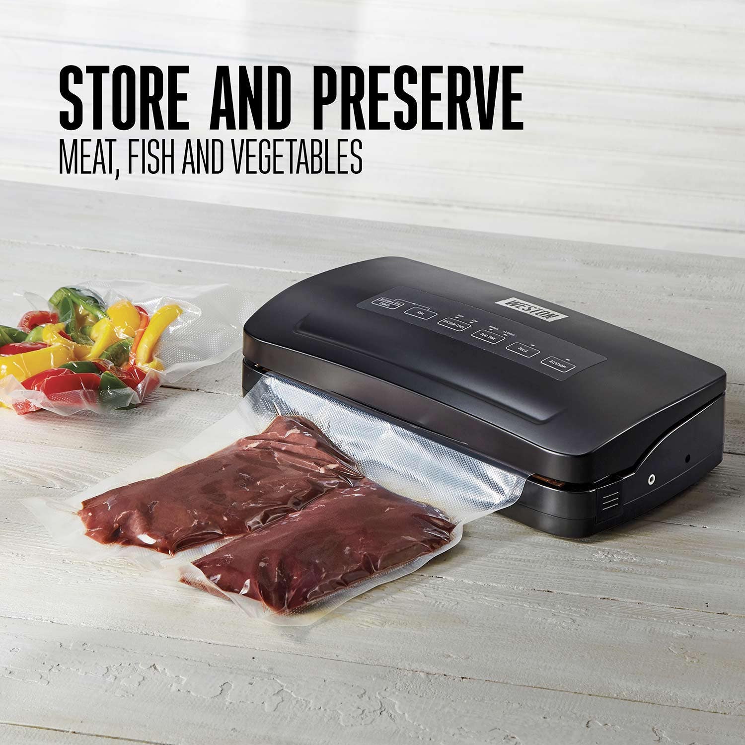 Hamilton Beach 65-3001-W Weston Compact Vacuum Sealer w/Storage & Roll Cutter, 110-Watts