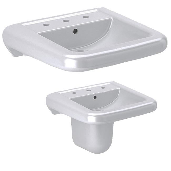 Sloan SS-3865 Vitreous China Wall Hung Lavatory 21" x 20" Ledgeback,Centerset-8"