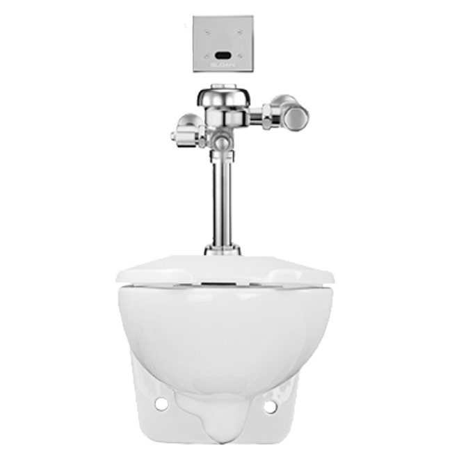 Sloan WETS-245 ST-2459Wall Hung Elongated Toilet Fixture w/ Sloan Flushometer