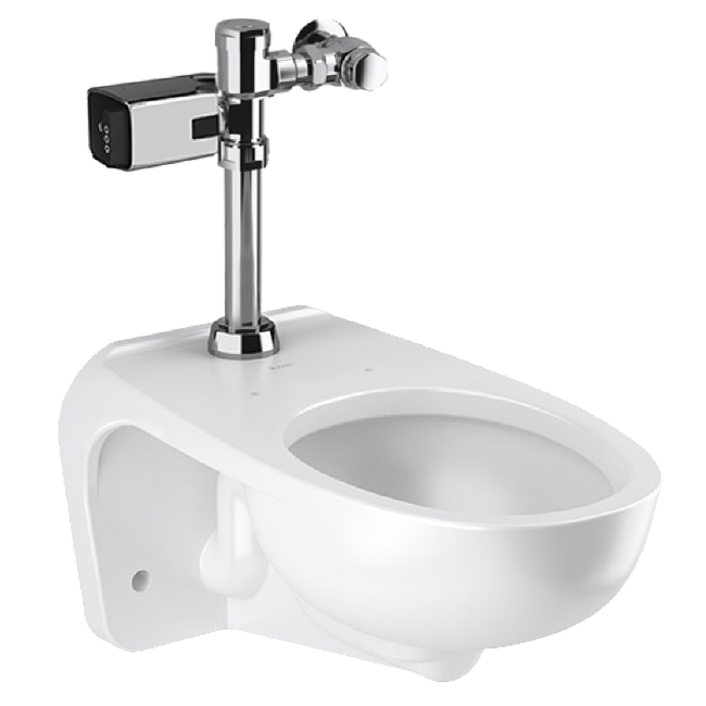 Sloan WETS-2450.1404 ST-2459 Wall Hung Elongated Toilet Fixture w/ GEM 111-1.28 SFSM Flushometer