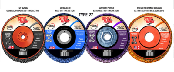 Gemtex Abrasives 53063 Type 27 Depressed Center Fiberglass Backing Strip Away Disc, 1/2" Thick