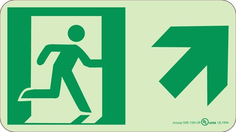 AccuformNMC MLNY Directional Signs, High Performance Glow Plastic, 4-1/2" x 8"