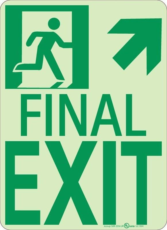 AccuformNMC MLNY Glow-In-The-Dark Safety Sign, Final Exit, 11" x 8"