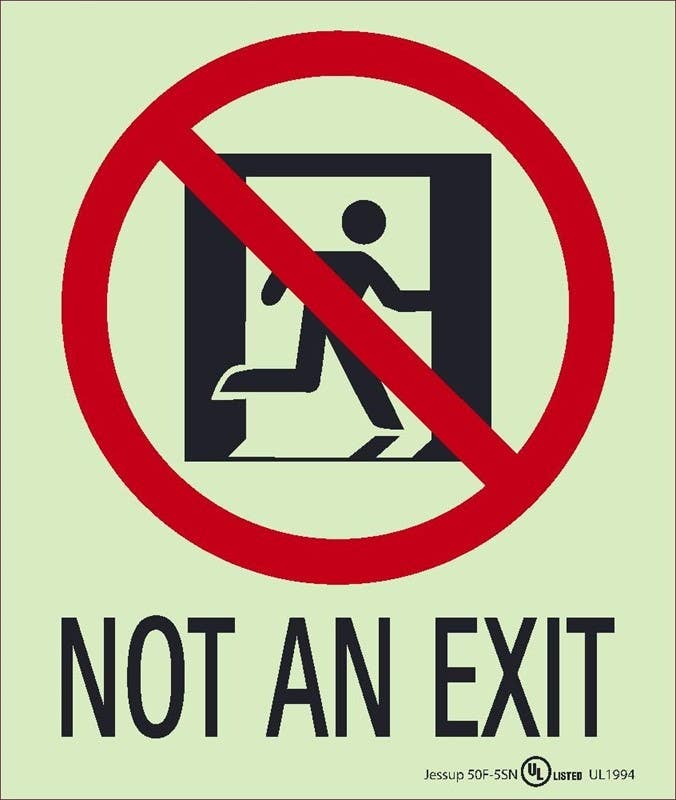 AccuformNMC 50F-5SN Not An Exit Sign, 24 Hour Glow Polyester, 6.5" x 5.5"