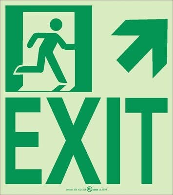 AccuformNMC MLNY Glow-In-The-Dark Safety Sign, Exit, 9" x 8"