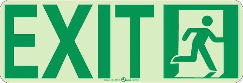 AccuformNMC MLNY Glow-In-The-Dark Safety Sign, Exit, 4-1/2" x 13"