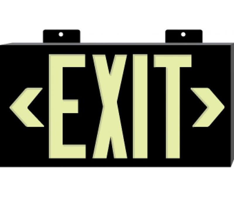 AccuformNMC 7002B Globrite Double Face Metal Framed Black Exit Sign, Visibility 50 Feet