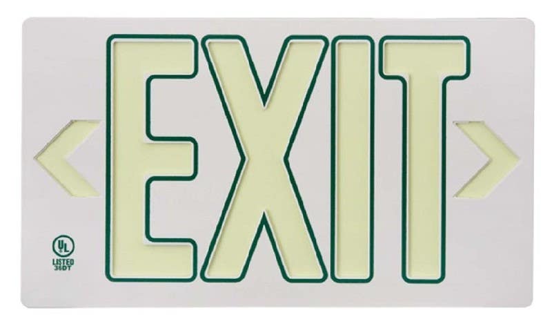 AccuformNMC 71 Globrite Eco Plastic White/Green Exit Sign, Visibility 50 Feet