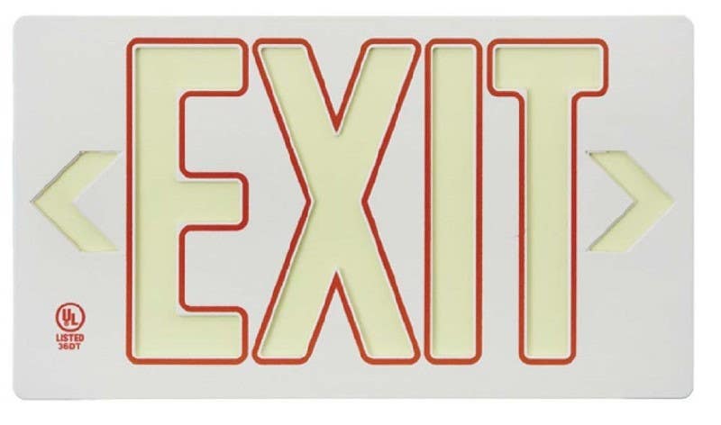 AccuformNMC PLW Ultra-Glow Exit Sign, Plastic Case Style