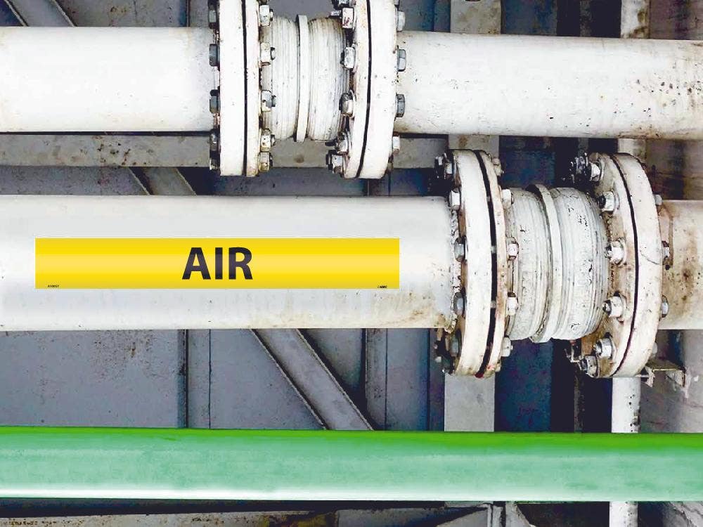 AccuformNMC RPK119 ASME (ANSI) Pipe Marker, Yellow, Air