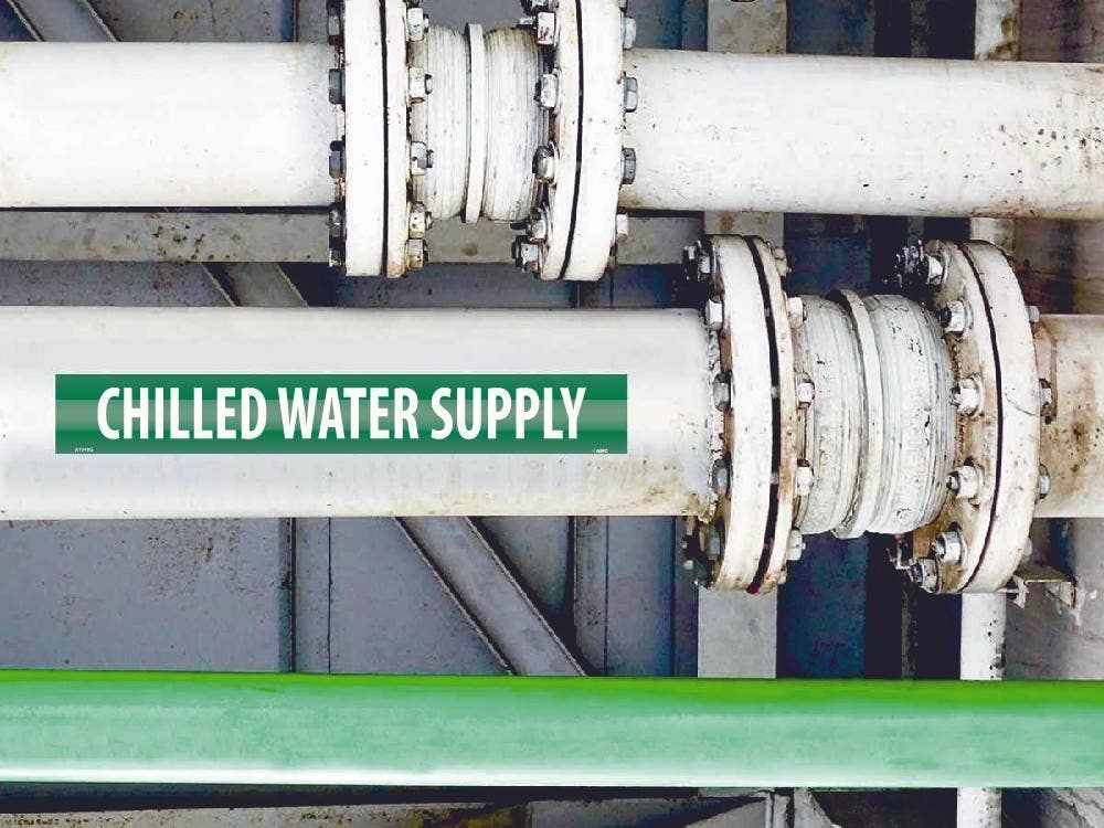 AccuformNMC RPK203 ASME (ANSI) Pipe Marker, Green, Chilled Water Supply