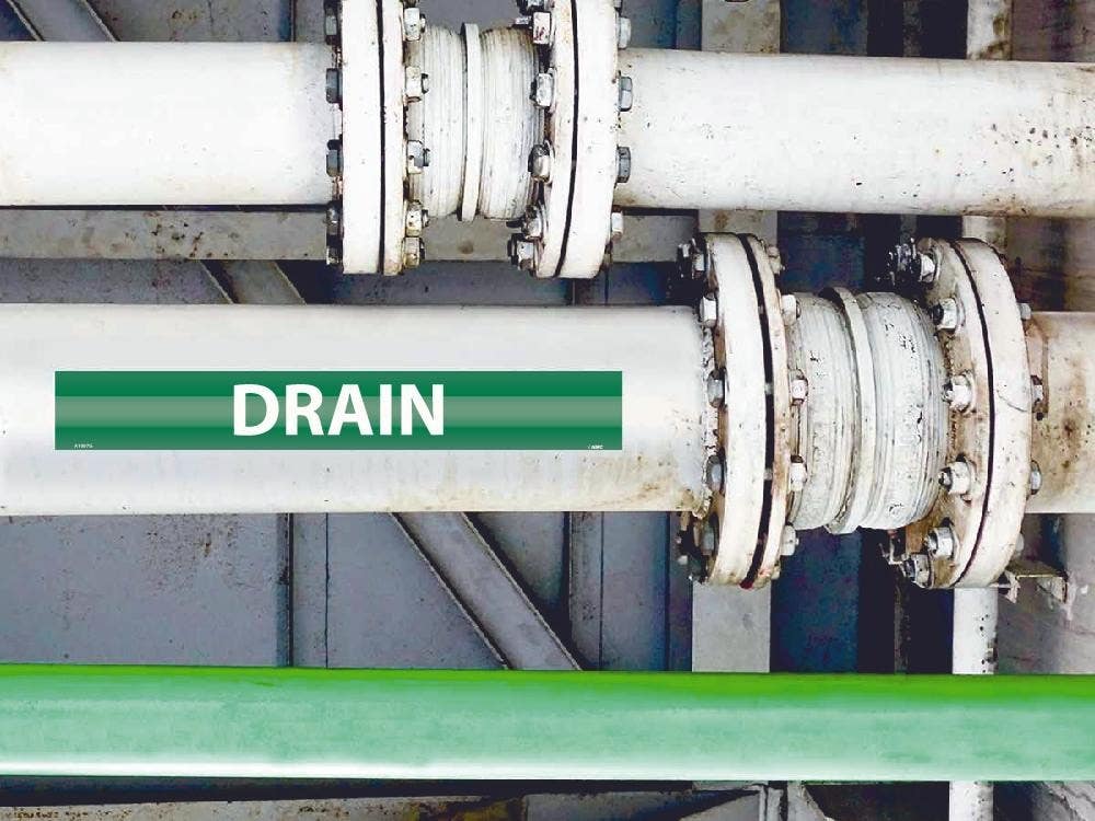 AccuformNMC RPK295 ASME (ANSI) Pipe Marker, Green, Drain