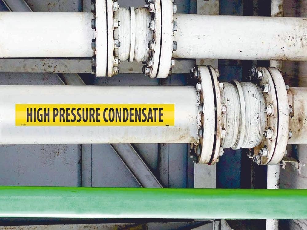 AccuformNMC RPK401 ASME (ANSI) Pipe Marker, Yellow, High Pressure Condensate