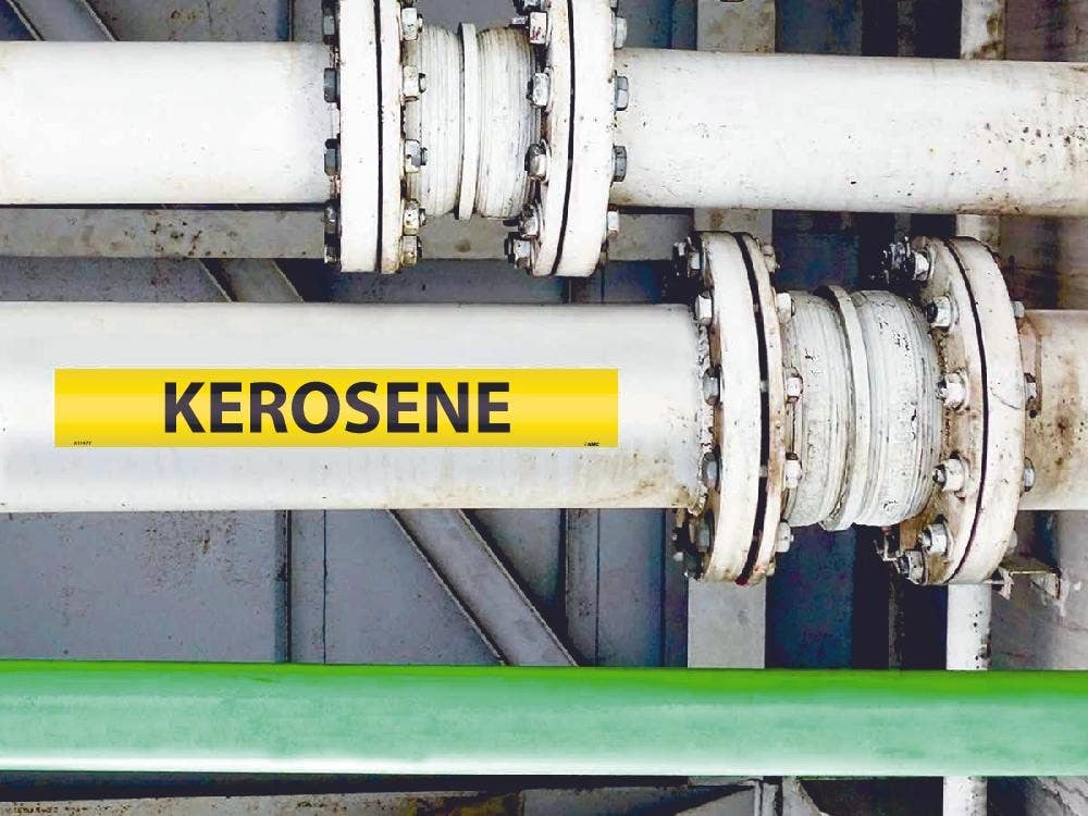 AccuformNMC RPK473 ASME (ANSI) Pipe Marker, Yellow, Kerosene