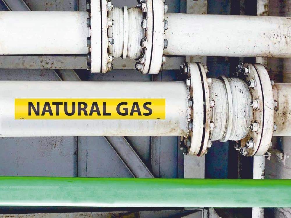 AccuformNMC RPK523 ASME (ANSI) Pipe Marker, Yellow, Natural Gas