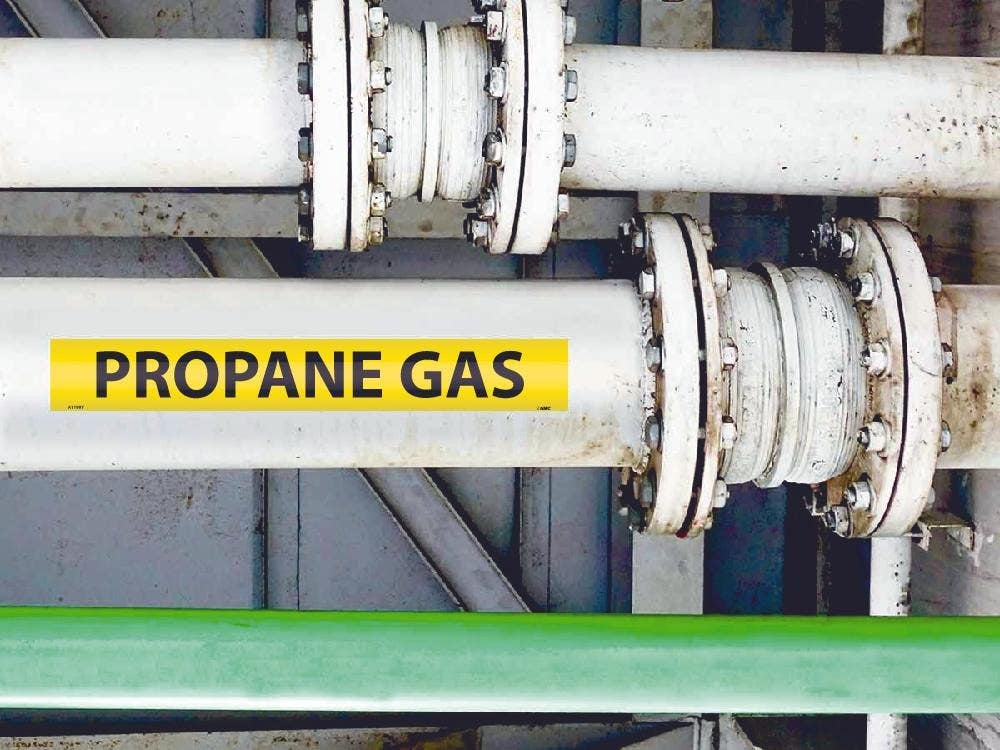 AccuformNMC RPK585 ASME (ANSI) Pipe Marker, Yellow, Propane Gas